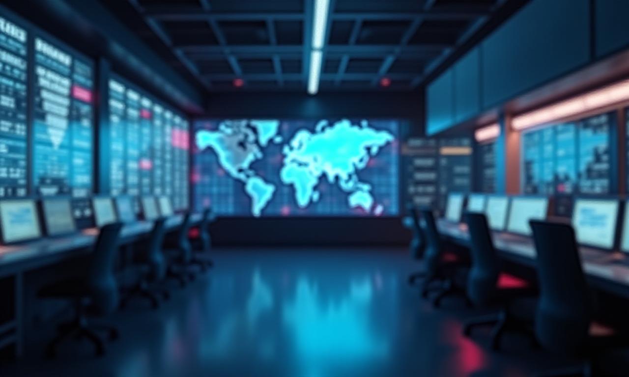 Logistics control centre with digital map overlay