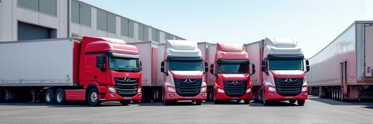 Modern heavy hauling fleet lined up at terminal