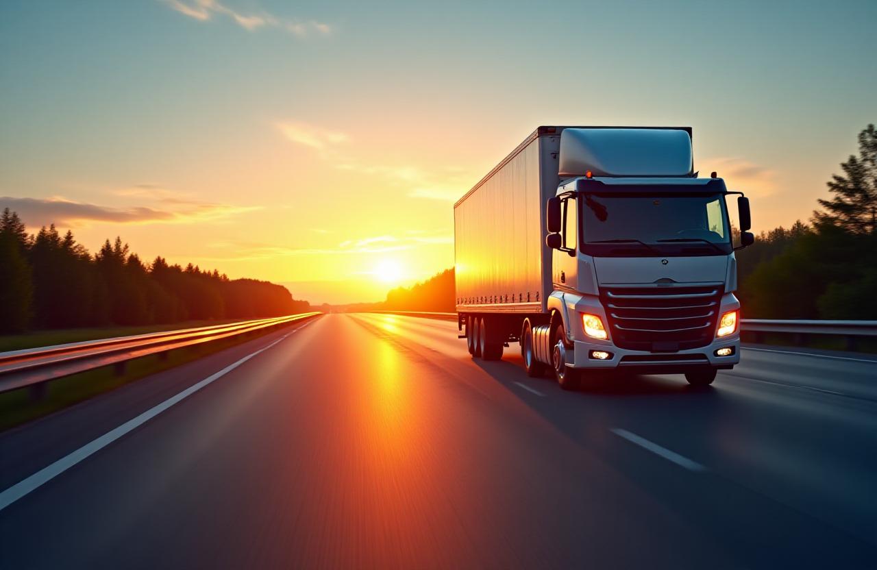 Logistics truck transitioning through East Haven corridors